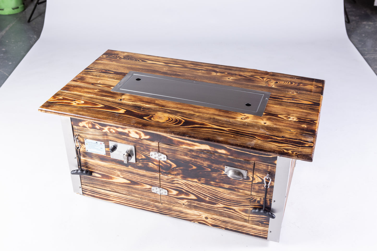 Hilbre Gas Firetable - Rustic / Reclaimed Softwood