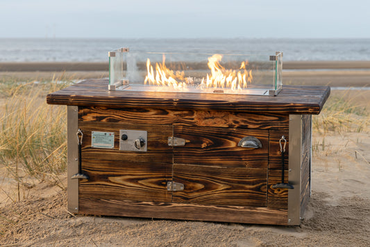 Hilbre Gas Firetable - Rustic / Reclaimed Softwood