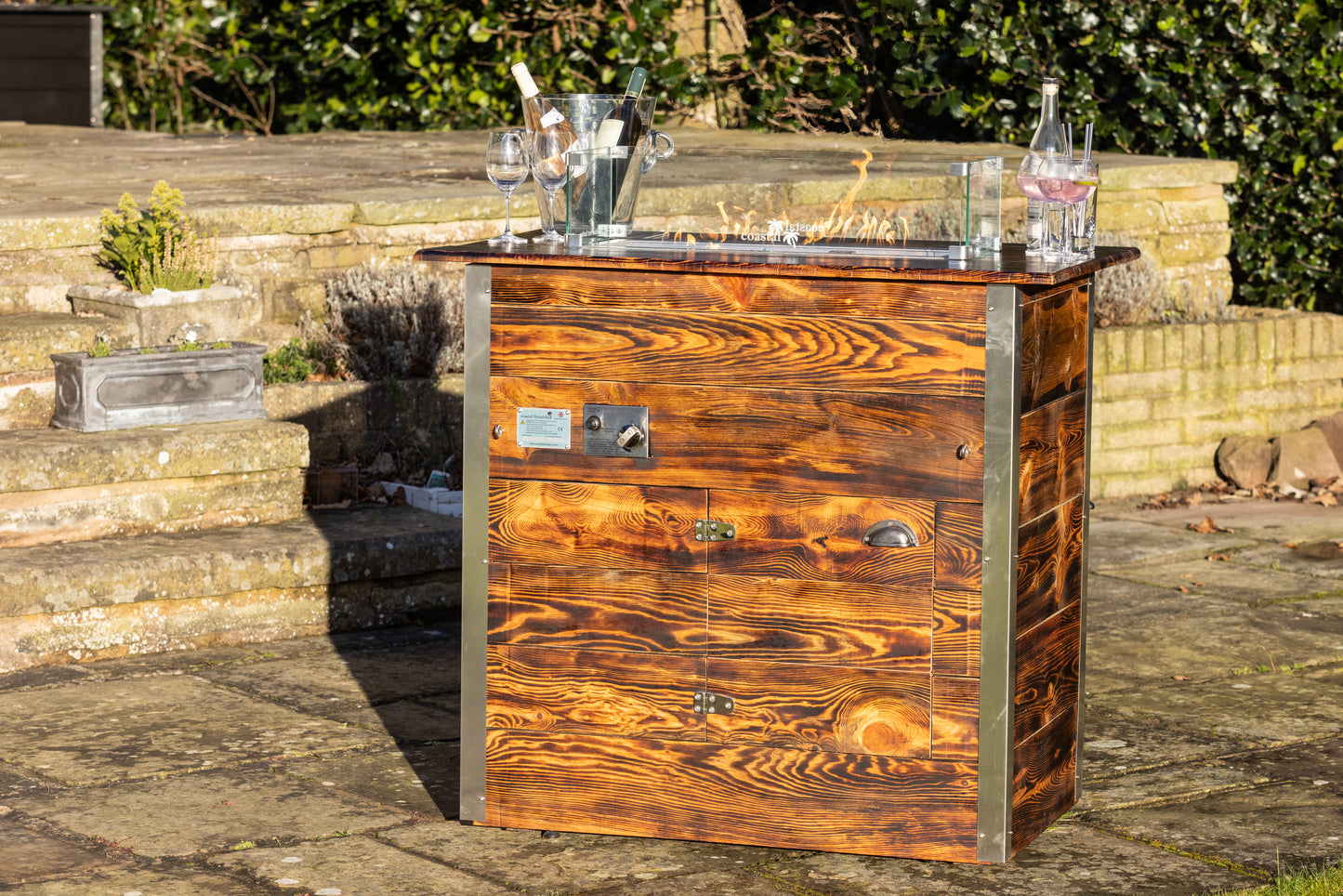 Bardsey Gas Firetable - Rustic/Reclaimed Softwood