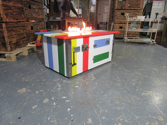 Hilbre Coffee Table Firetable - "Beach Hut" Paint Finish (Unique - One Off)